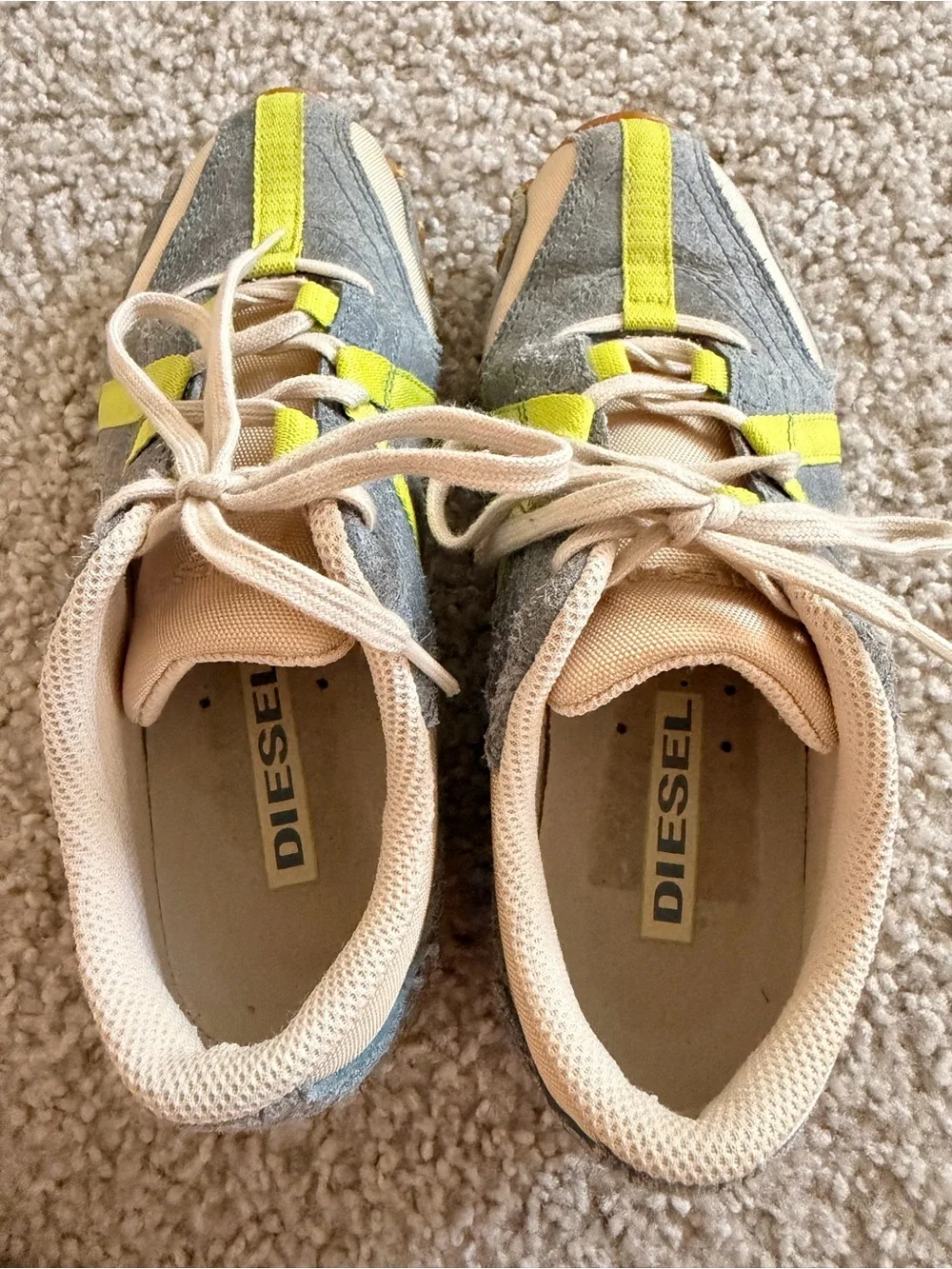 Diesel Y2K Beige, Gray & Yellow Accent Sneakers